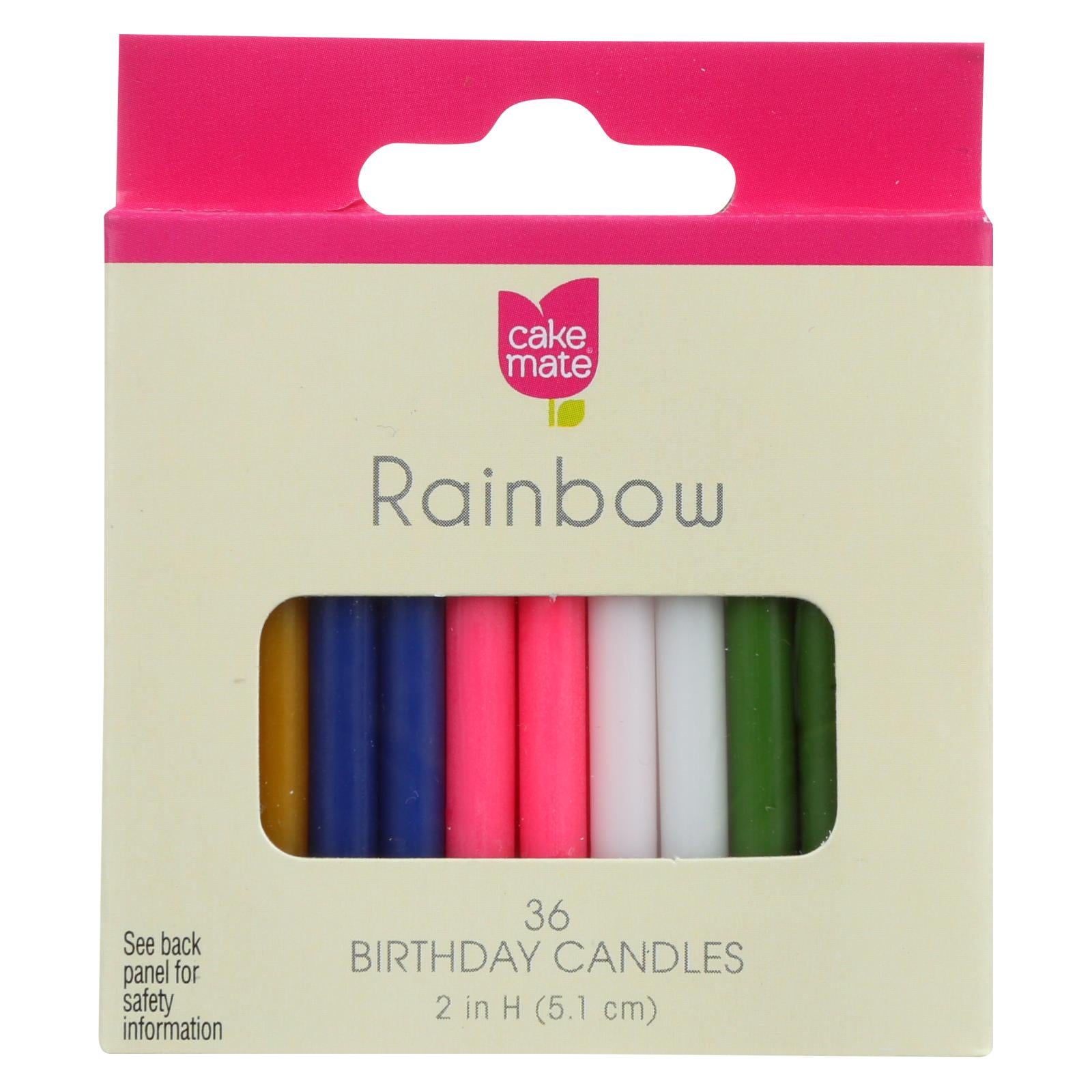 Cake Mate, Cake Mate - Bougies de fête d'anniversaire - Arc-en-ciel - 2 po x 3/16 po - 36 pièces - Caisse de 12 (Paquet de 12)