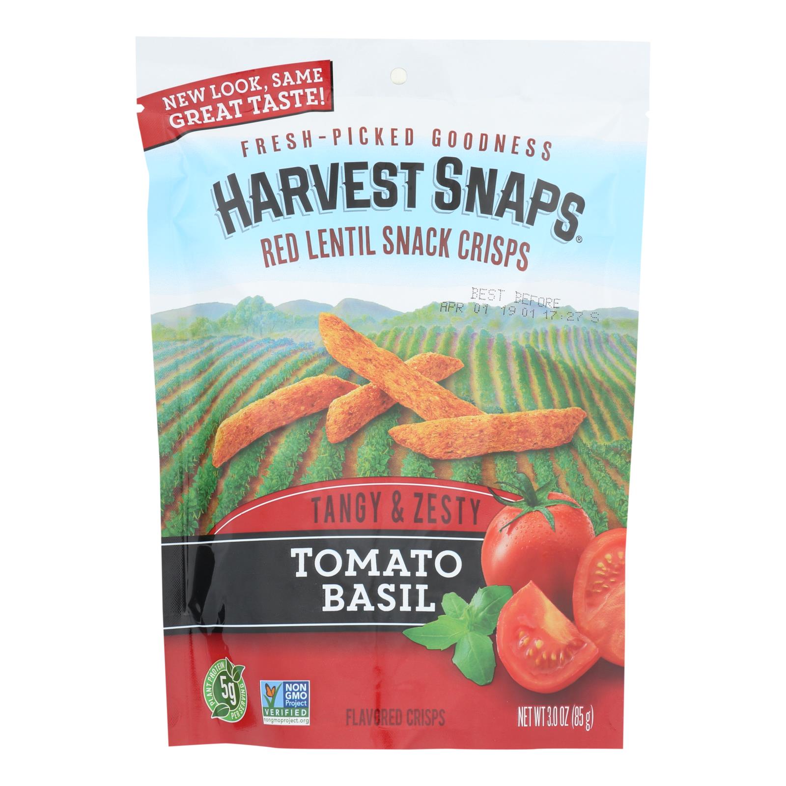 Calbee Snapea Crisp, Calbee Snapea Crisp - Chips - Lentilles - Tomate Basilic - carton de 12 - 3 oz (Pack de 12)