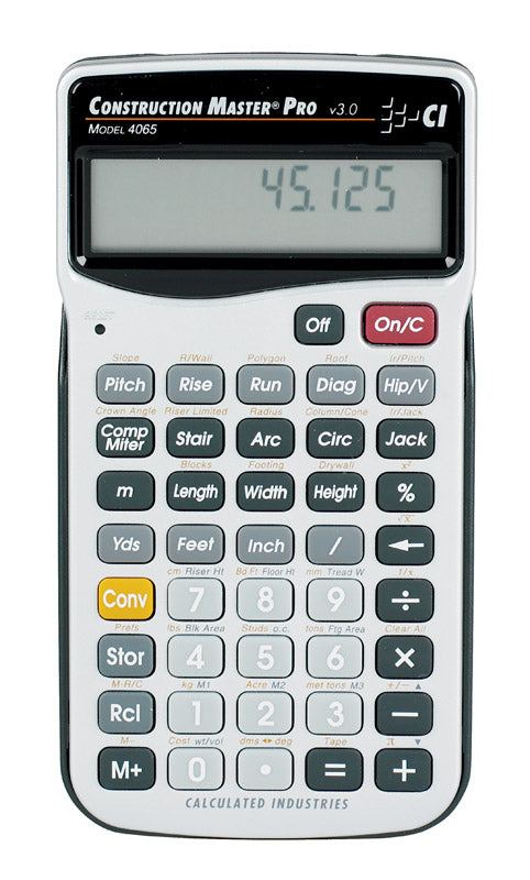 CALCULATED INDUSTRIES INC, Calculatrice de construction à 11 chiffres Calculated Industries Master Pro Gray