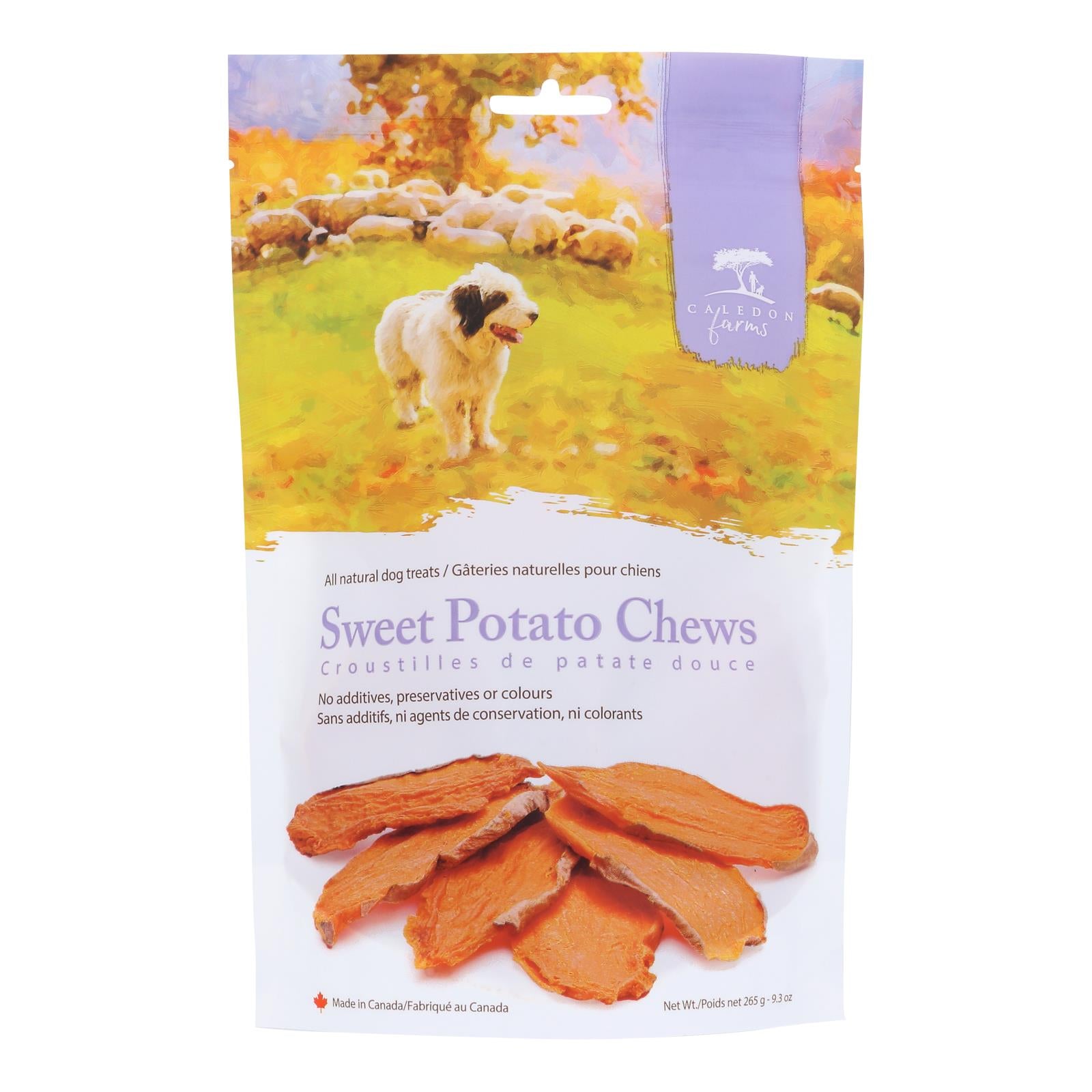 Fermes Caledon, Caledon Farms - Traitements pour chiens Patate douce à mâcher - Caisse de 4-9.3 OZ (Paquet de 4)