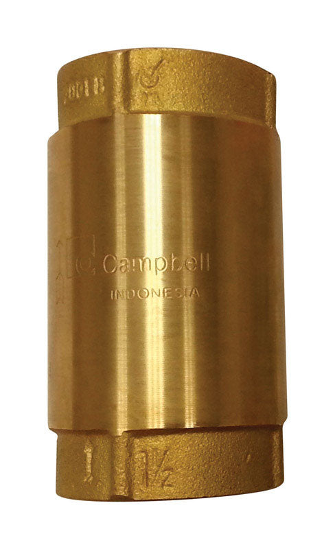 CAMPBELL MANUFACTURING LLC, Campbell 1-1/4 in.   D X 1-1/4 in.   D Laiton Jaune Clapet anti-retour à ressort