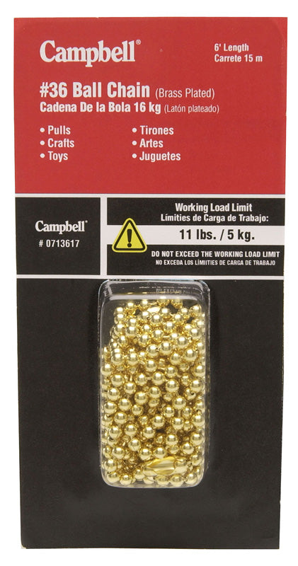 Campbell, Campbell C0713617 6' #36 Nickel Plated Galvanized Ball Chain 2 Count