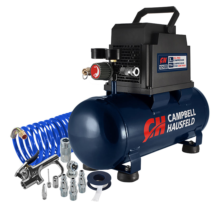 MAT INDUSTRIES LLC, Campbell Hausfeld 125 PSI 0.33 Hp Métal Compresseur d'air portable horizontal et kit de gonflage 3 gal.