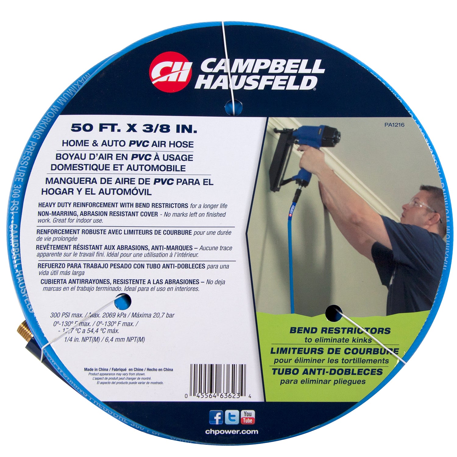 MAT INDUSTRIES LLC, Campbell Hausfeld 50 ft. L PVC Air Hose 300 psi Blue