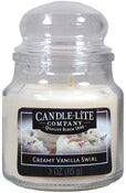 Chandelle lite, Candle Lite 3827553 3 Oz. Creamy Vanilla Swirl Jar Candle (Pack de 12)