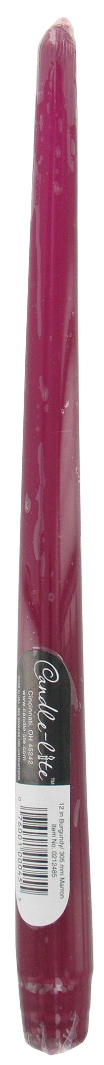 Bougie allumée, Candle lite 0212485 12" Burgundy Taper Candle (paquet de 12)