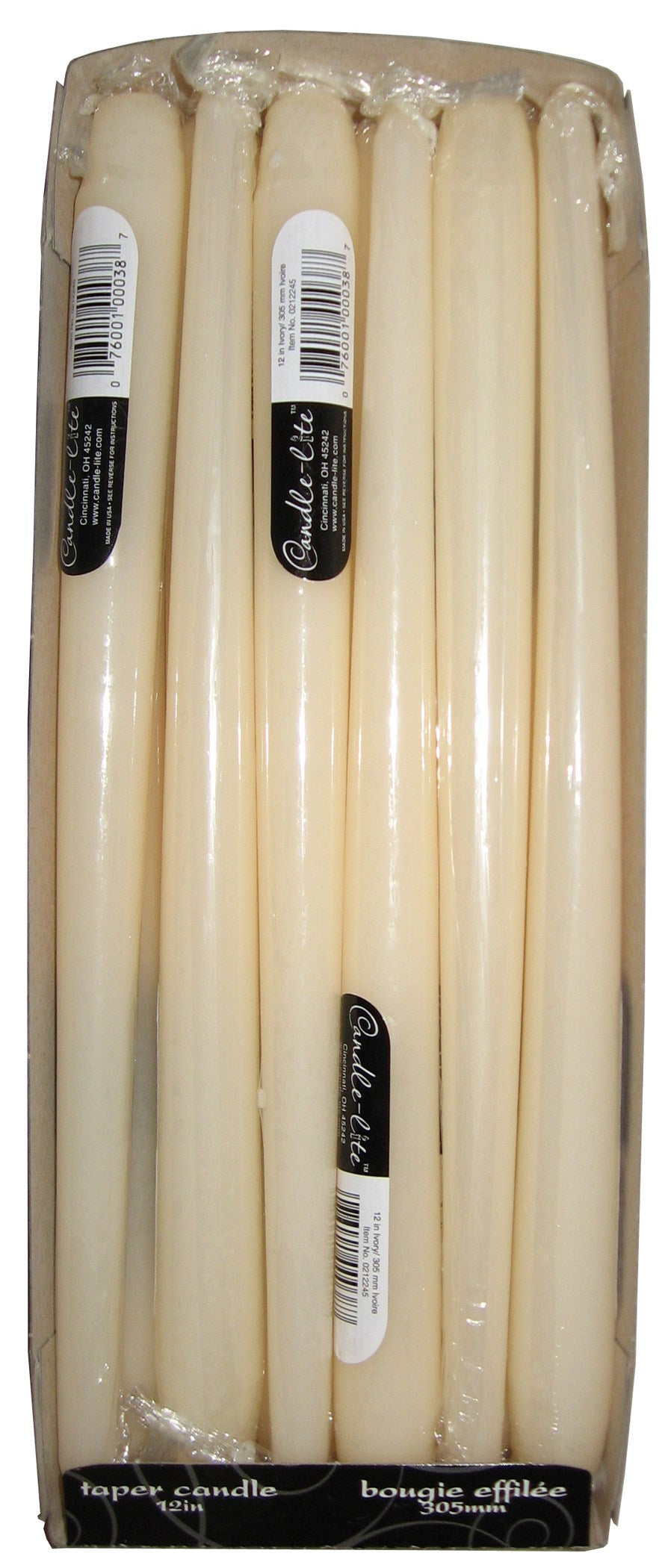 Bougie Lite, Candle lite 4201245 12" Ivory Taper Candle (Pack of 12)