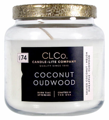 Bougie d'allumage, Candle lite 4274237 14 Oz Coconut Oudwood CLCo Jar Candle With Metal Lid (Pack of 3)