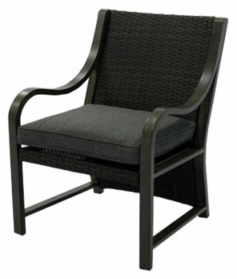 Four Seasons Courtya, Canmore Captain Chair, dossier Espresso tissé, coussin de siège gris, cadre en aluminium (Lot de 2)