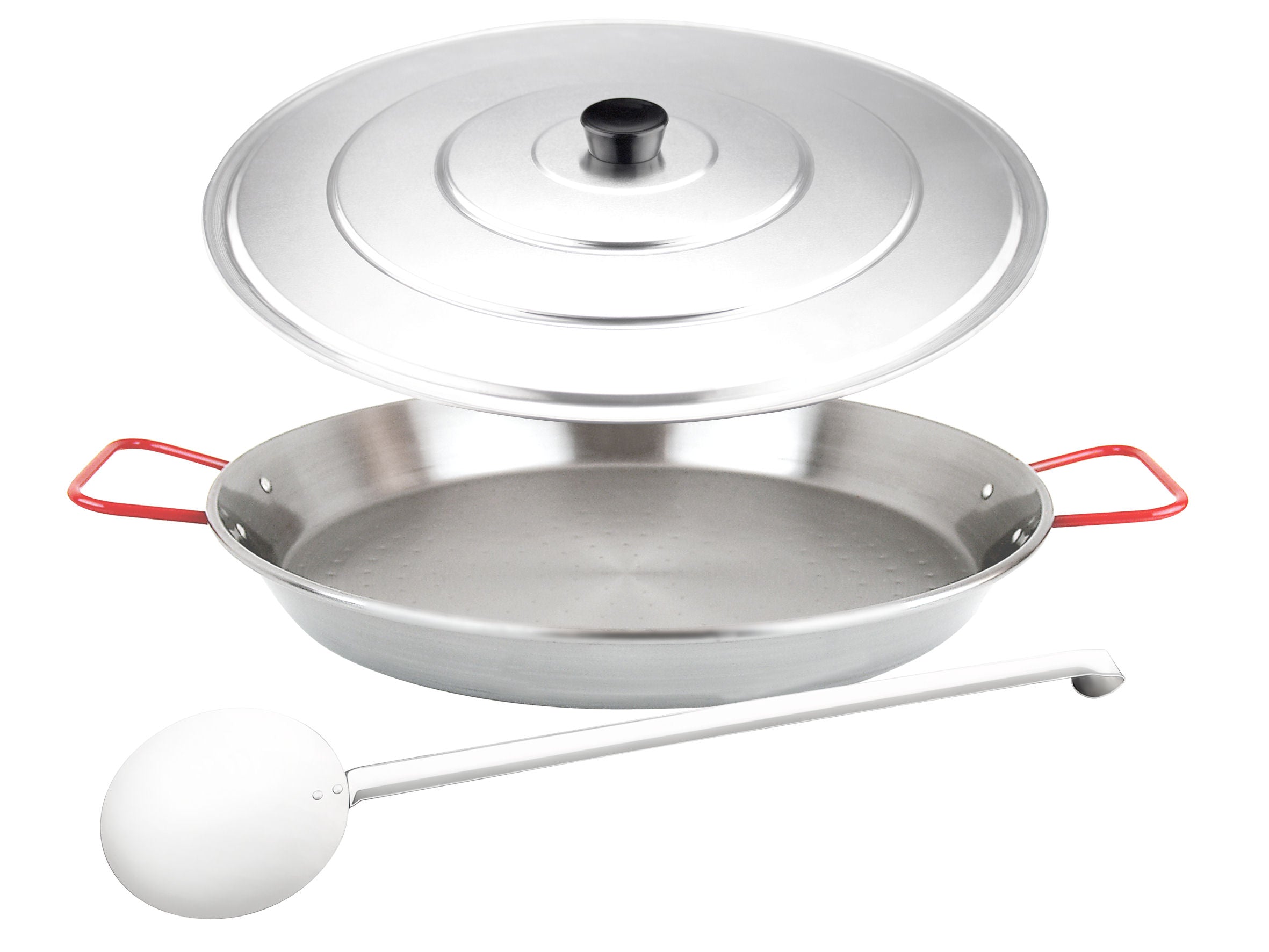 Magefesa, Carbon On Steel Set Trio 3 Pieces 15" Paella Pan + Spatula + Lid In A Box