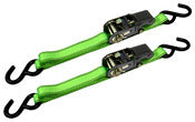 ALLIED INTERNATIONAL, CargoLoc 1 in. W X 8 ft. L Green Tie Down w/Ratchet 500 lb 2 pk