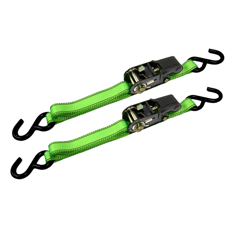 ALLIED INTERNATIONAL, CargoLoc 1 in. W X 8 ft. L Green Tie Down w/Ratchet 500 lb 2 pk