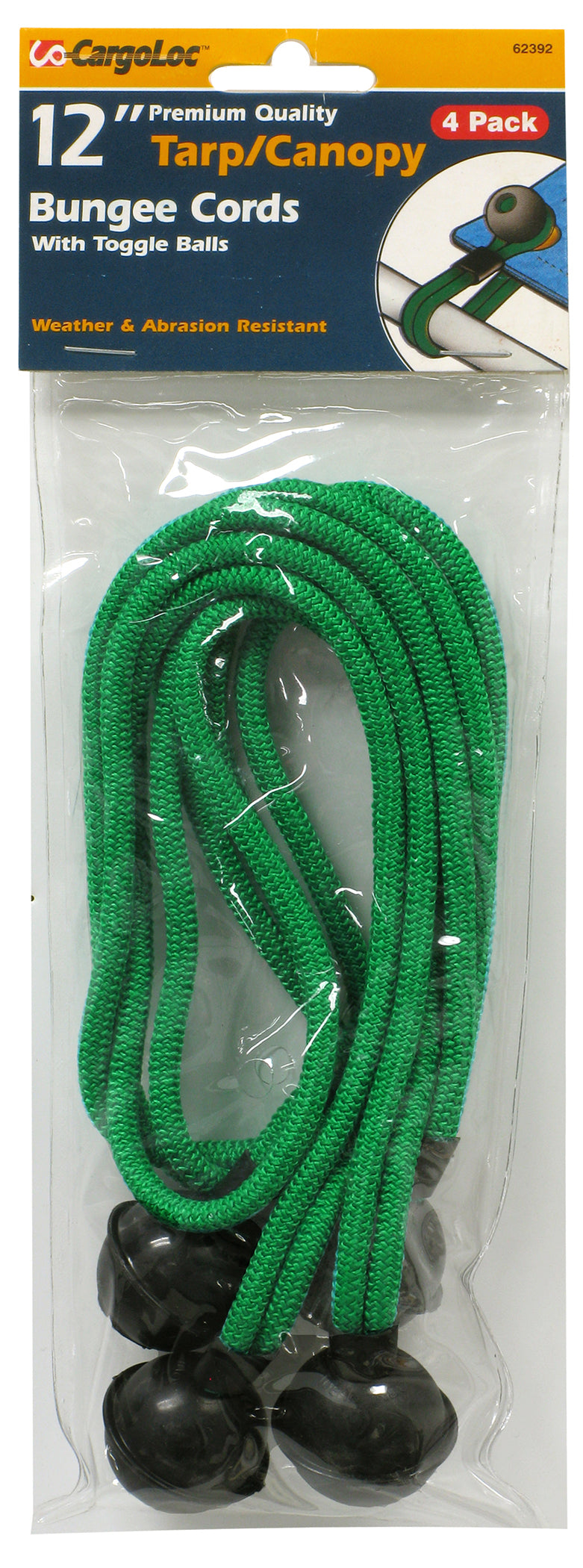 Cargoloc, Cargoloc 62392 12 X 4mm Green Ball Bungee 4 Piece Set (Pack of 6)