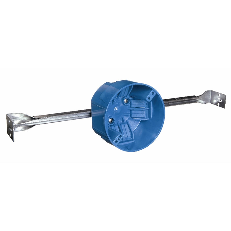 Carlon Lamson & Sessons, Carlon 2-11/16 in. 1 Gang 1 gang Polycarbonate Electrical Box w/Hanger Bar Blue Round