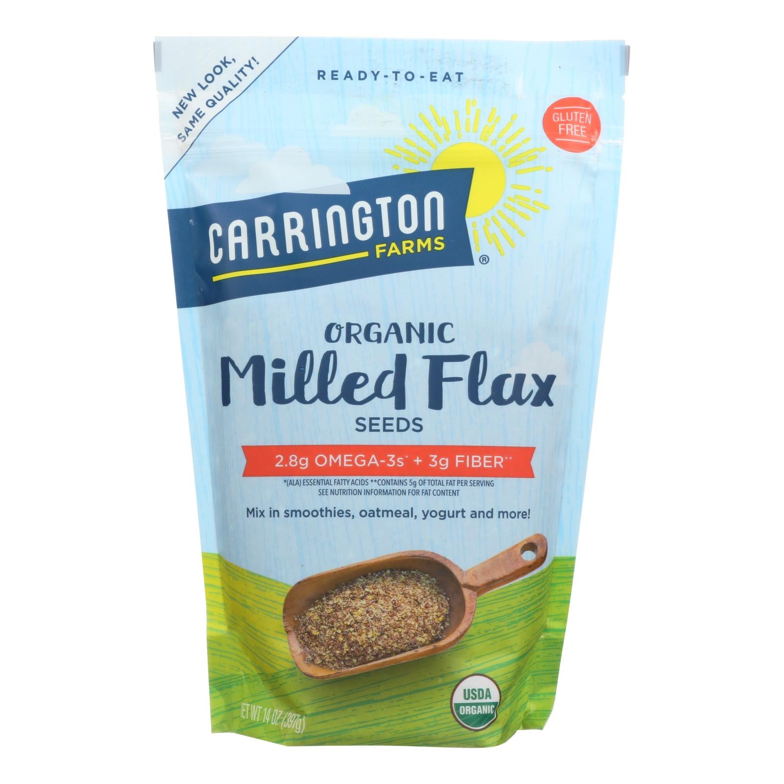 Fermes Carrington, Carrington Farms Organic Milled Flax Seeds - Linaza Molida - Case of 6 - 14 oz (Pack of 6)