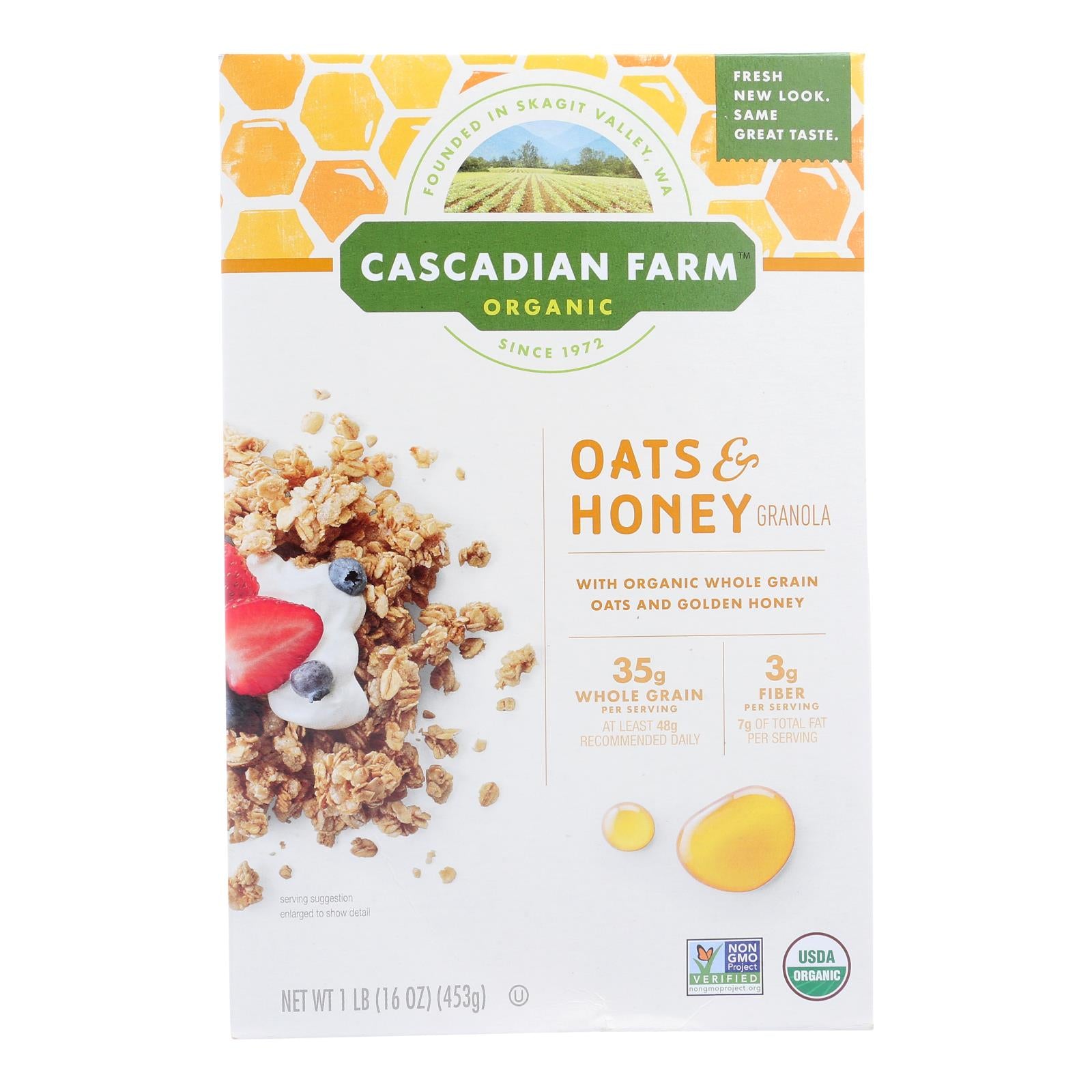 Ferme des Cascades, Cascadian Farm Céréales granola biologiques - Avoine et miel - Caisse de 6 - 16 oz (paquet de 6)