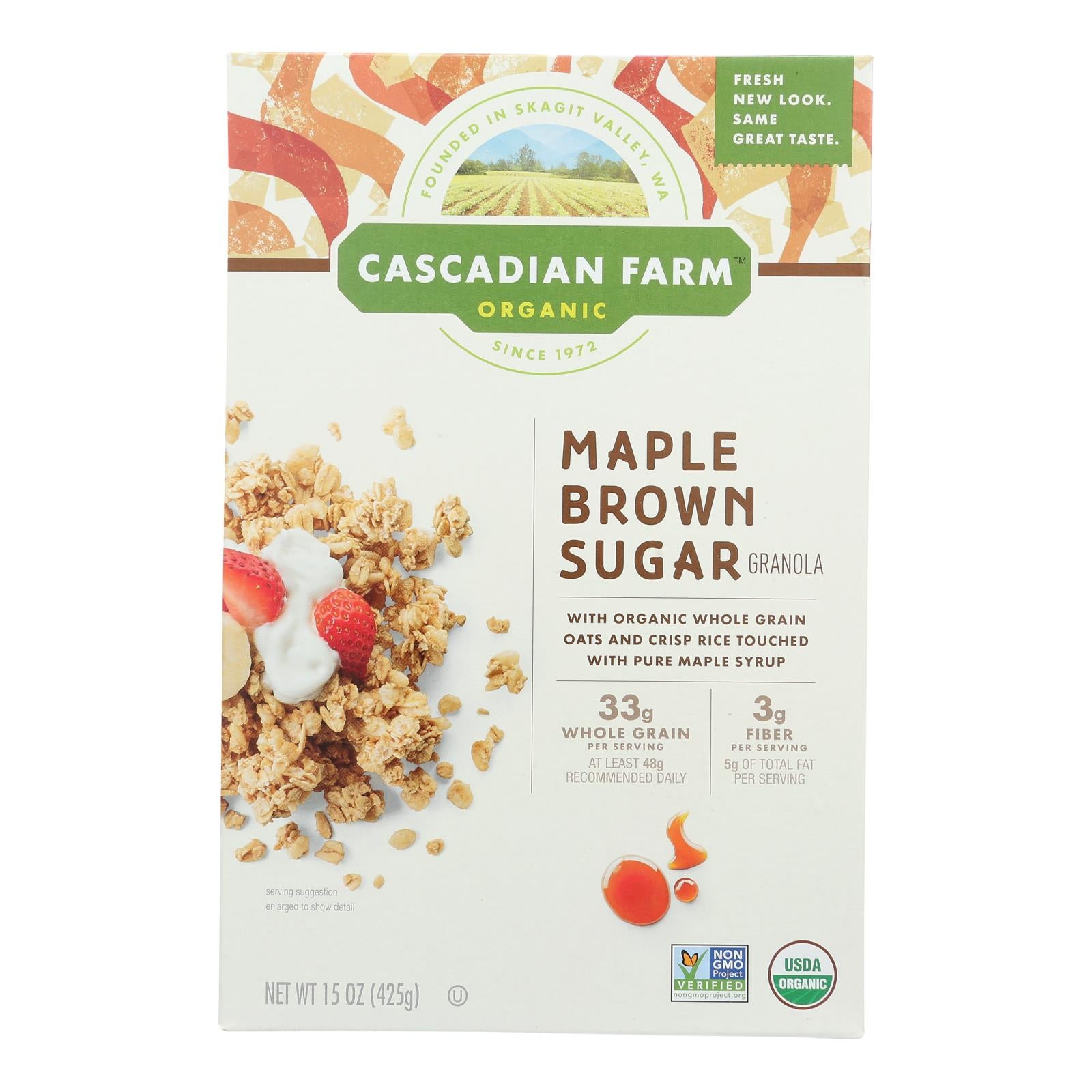 Ferme des Cascades, Cascadian Farm Céréales granola biologiques - Sucre brun à l'érable - Caisse de 6 - 15 oz (paquet de 6)