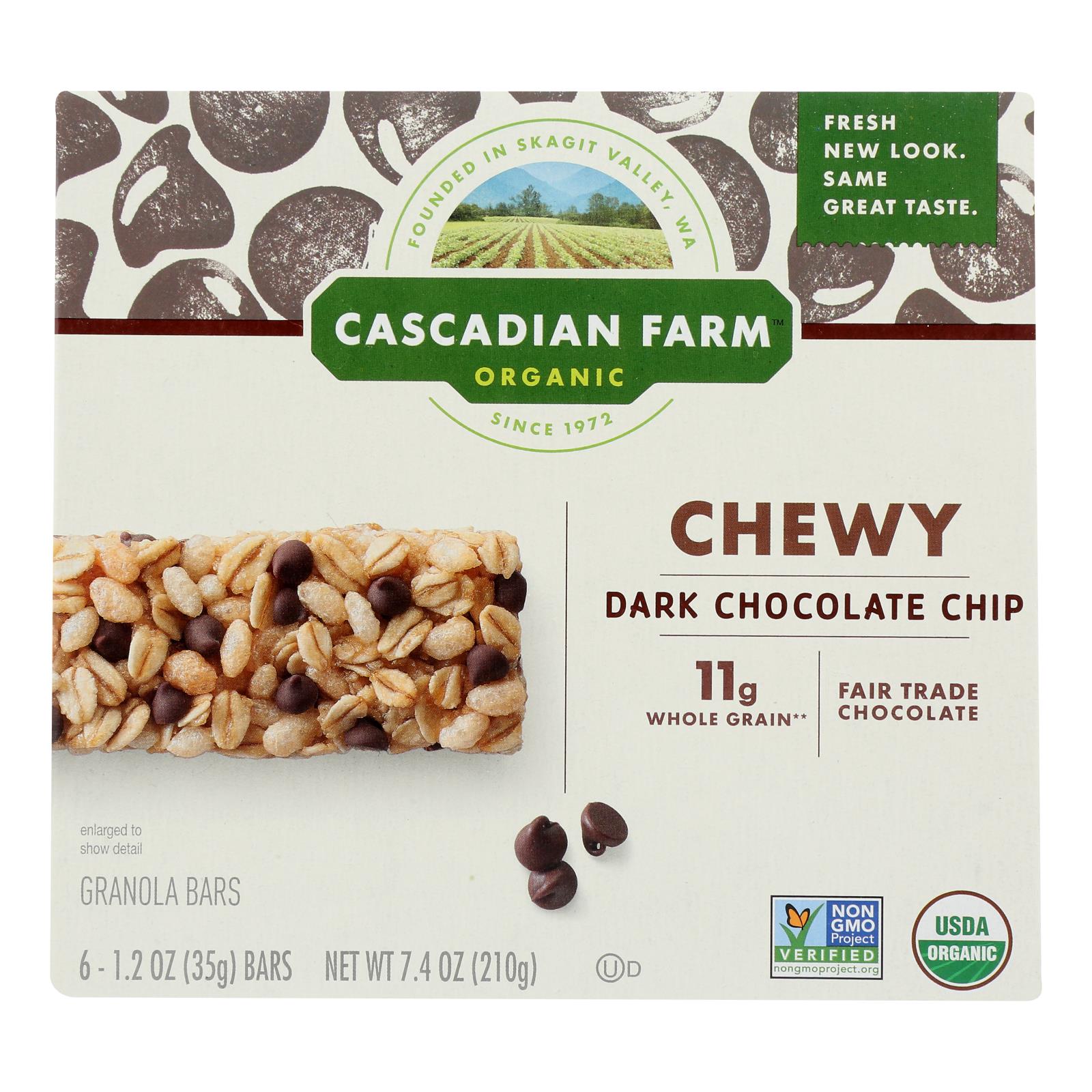 Ferme Cascadienne, Cascadian Farm Granola Bar - Organic - Chewy - Chocolate Chip - 7.4 oz - case of 12 (Pack of 12)