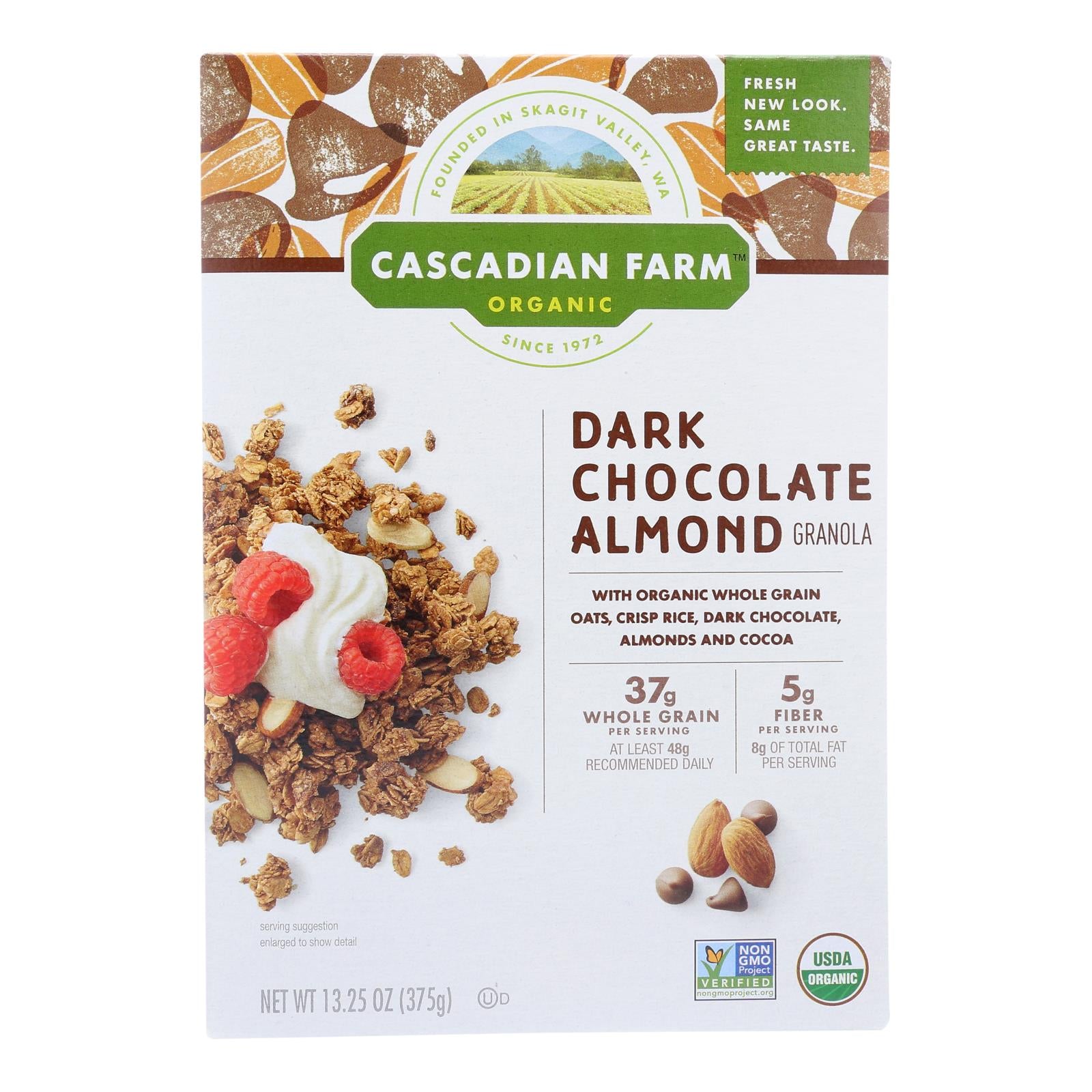 Ferme Cascadienne, Cascadian Farm Granola - Biologique - Chocolat noir aux amandes - 13.25 oz - carton de 6 (paquet de 6)