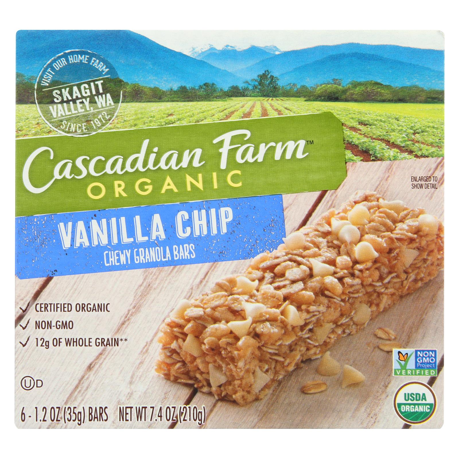 Ferme des Cascades, Cascadian Farm Organic Chewy Granola Bars - Vanilla Chip - Case of 12 - 7.4 oz (Pack of 12)