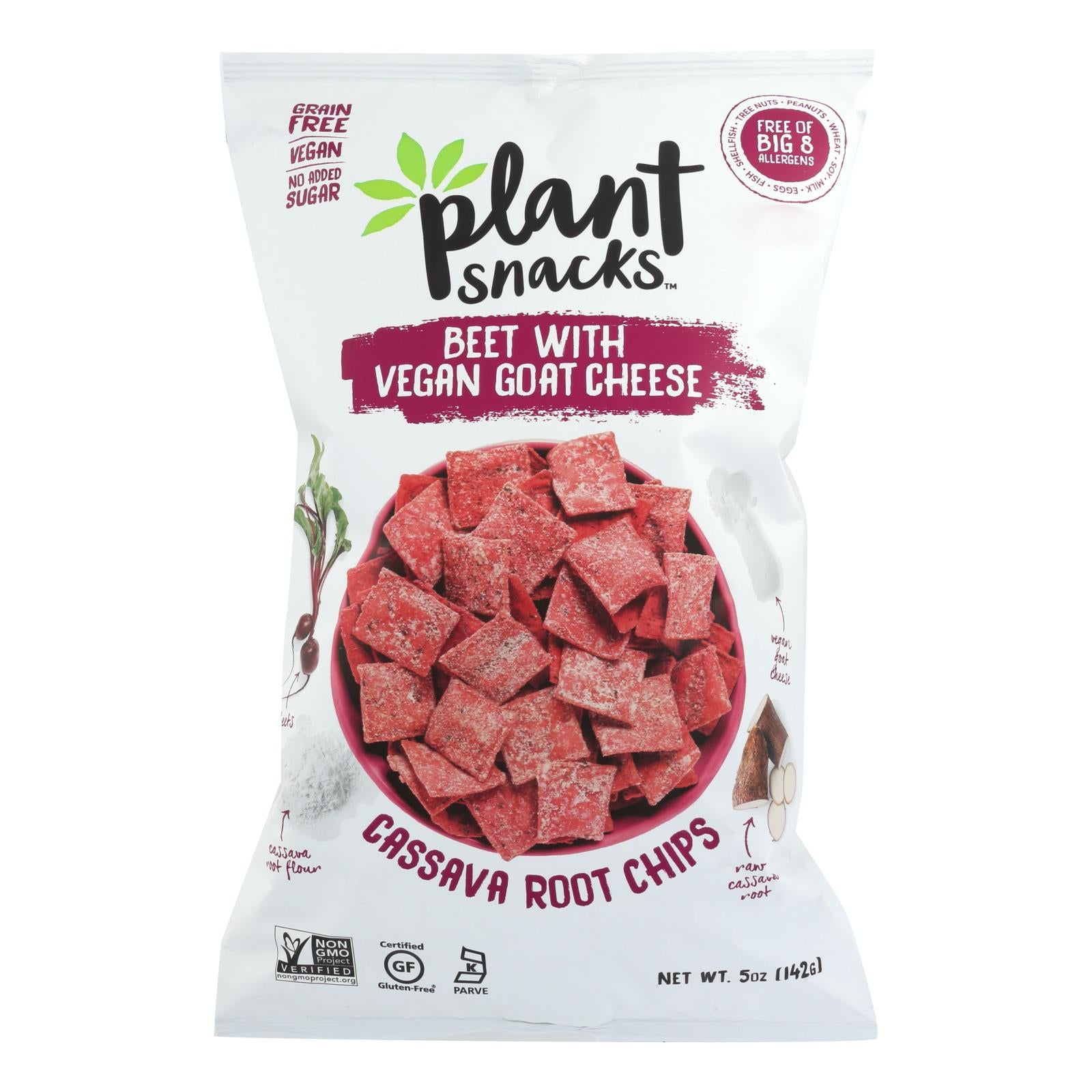 Plantes à grignoter, Cassava Crunch Plant Snacks, Bœuf avec fromage de chèvre - Caisse de 12 - 5 OZ (Pack de 12)