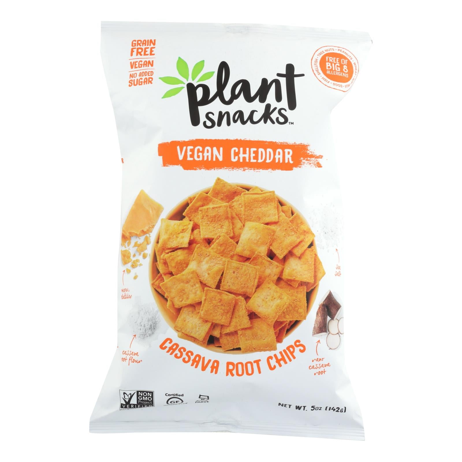 En-cas à base de plantes, Cassava Crunch Plant Snacks, Cheddar - Caisse de 12 - 5 OZ (paquet de 12)