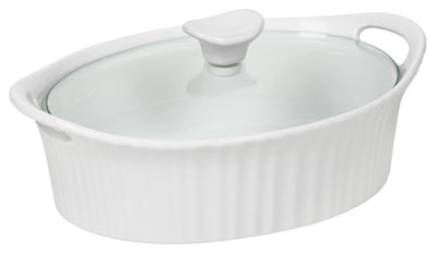 Marques Corelle, Casserole avec couvercle en verre, ovale, French White III, 1.5-Qts. (Pack de 2)