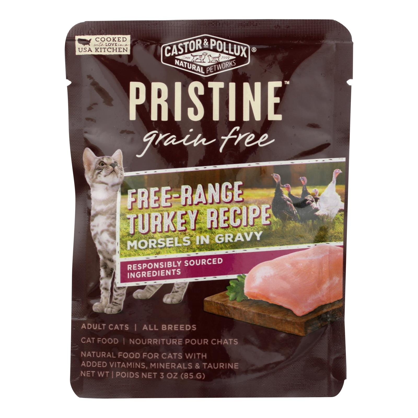 Castor et Pollux, Castor & Pollux Wet Cat Food Pristine Grain-Free Free-Range Turkey Recipe - Case of 24 - 3 OZ (Pack of 24)