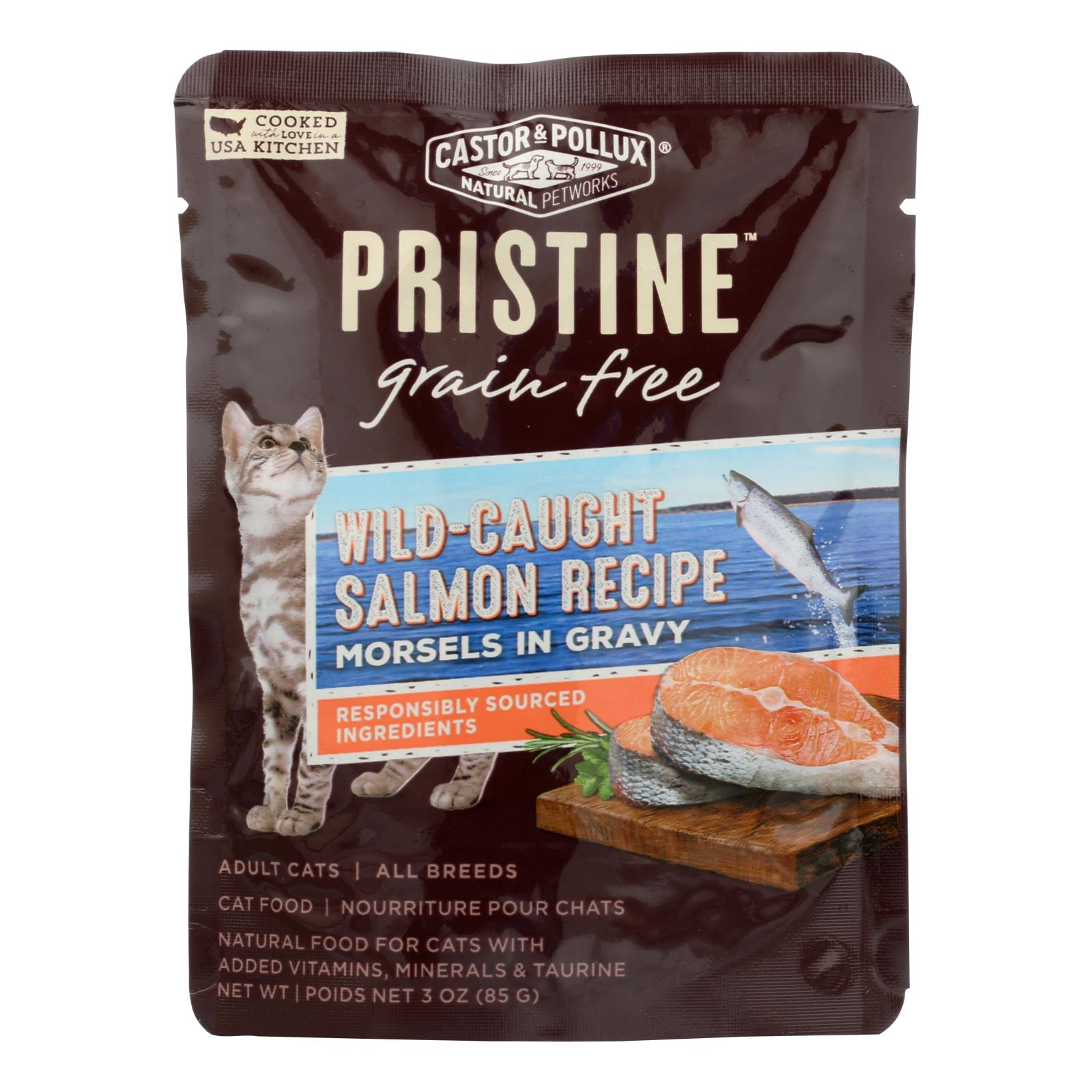 Castor et Pollux, Castor & Pollux Wet Cat Food Pristine Grain-Free Wild-Caught Salmon Recipe - Case of 24 - 3 OZ (Pack of 24)