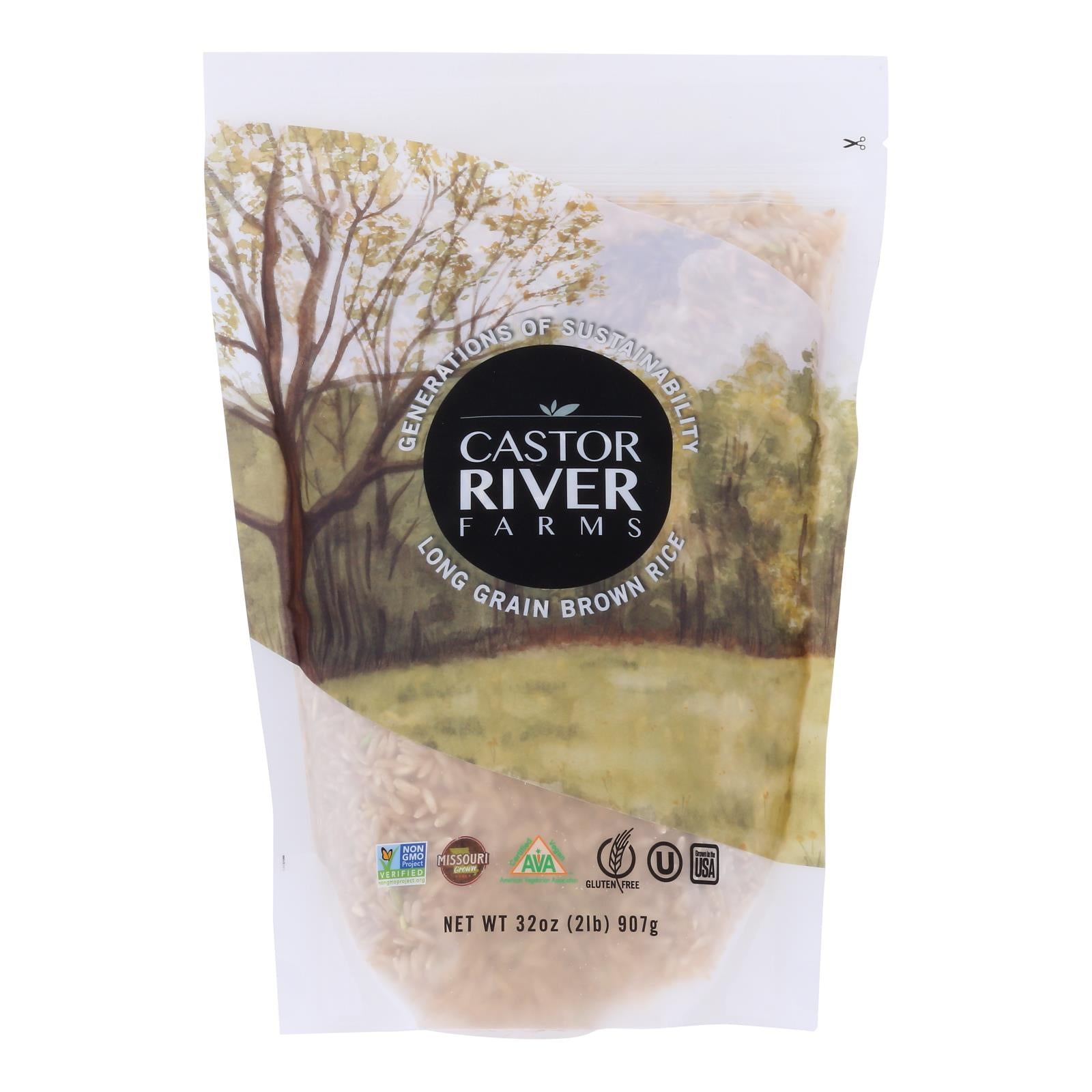 Castor River Farms, Castor River Farms - Riz brun à grains longs - Caisse de 6-32 OZ (paquet de 6)