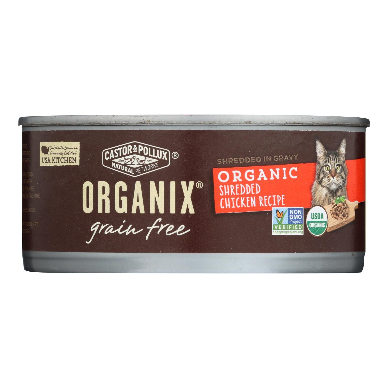 Castor & Pollux, Castor and Pollux Organic Cat Food - Poulet râpé - Caisse de 24 - 5.5 oz (Paquet de 24)