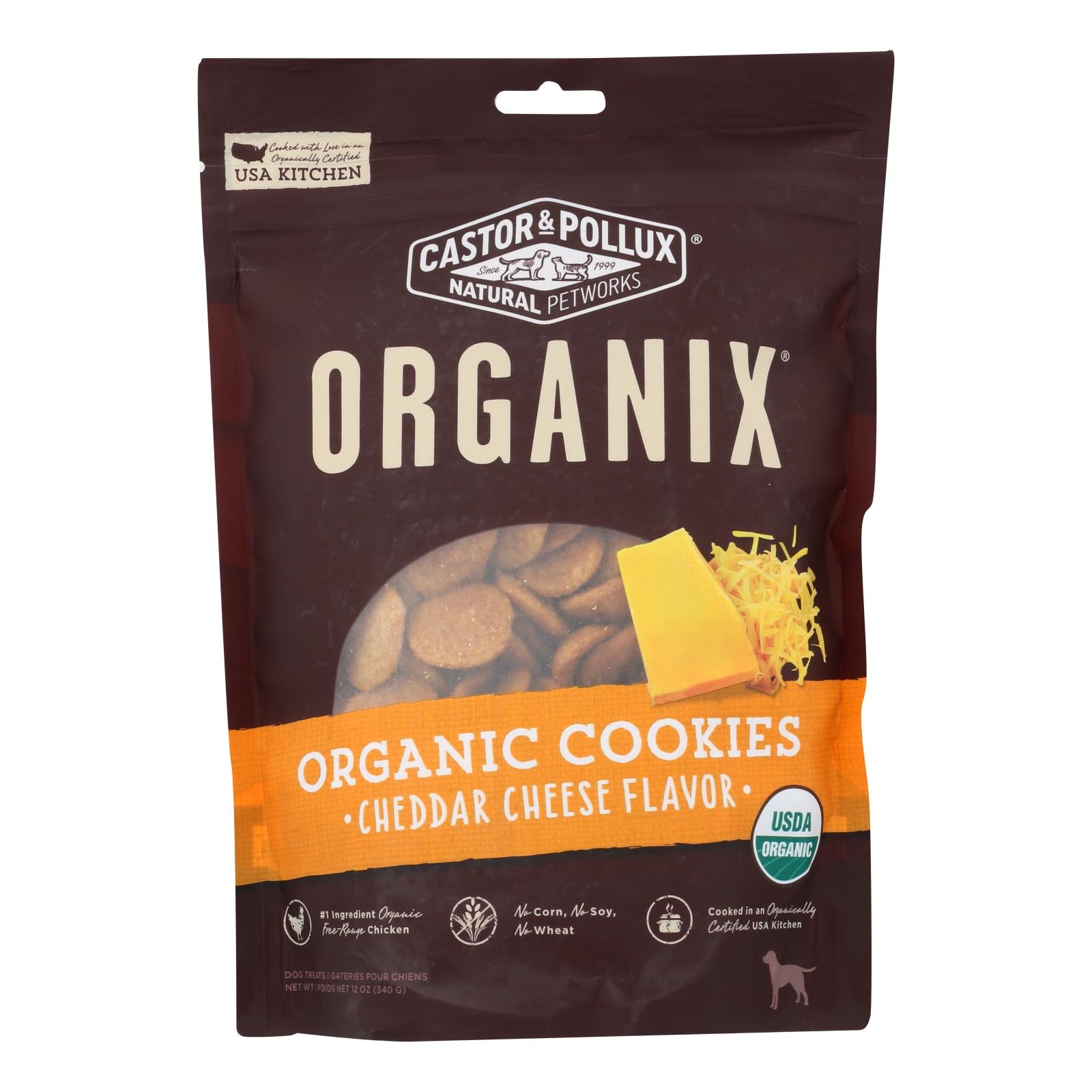 Castor & Pollux, Castor and Pollux Organic Dog Cookies - Cheddar Cheese - Case of 8 - 12 oz (Pack of 8)