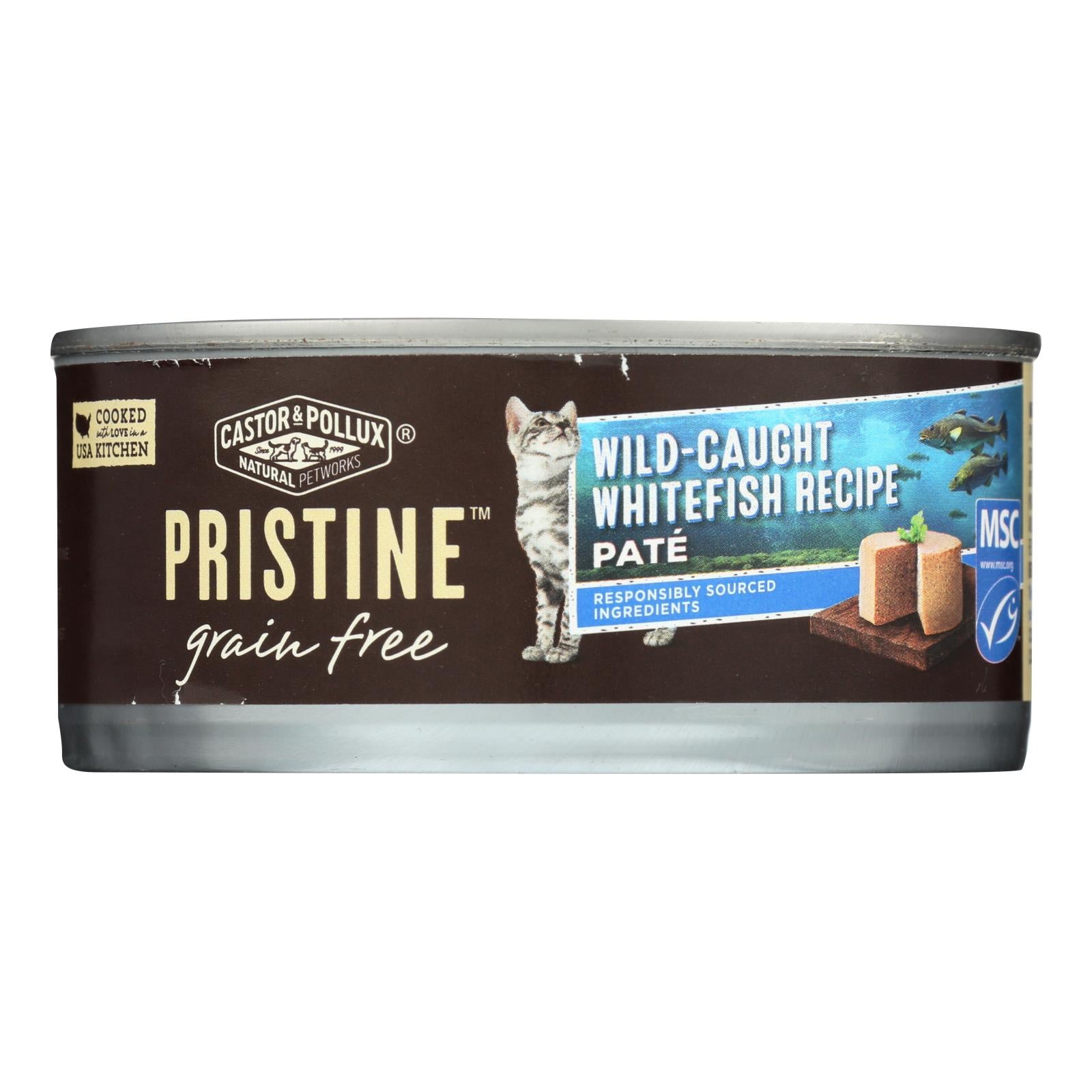 Castor & Pollux, Castor et Pollux - Pristine Grain Free Wet Cat Food - Wild-Caught Whitefish Recipe - Case of 24 - 5.5 oz (Pack of 24)