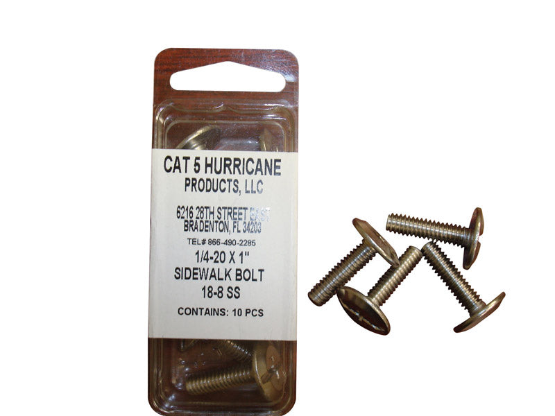 Cat 5 Hurricane Products, Cat 5 Boulons de trottoir 1/4-20 X 1 10/Pack