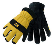 West Chester Holdings Inc, Cat Gloves CAT012222L Large Black/Yellow Lined Split Leather Palm Gloves