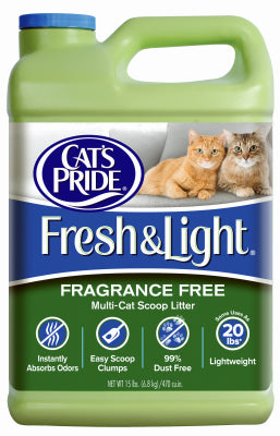 OIL-DRI CORP OF AMERICA, Cat's Pride Fresh & Light No Scent Litière pour chats 15 lb