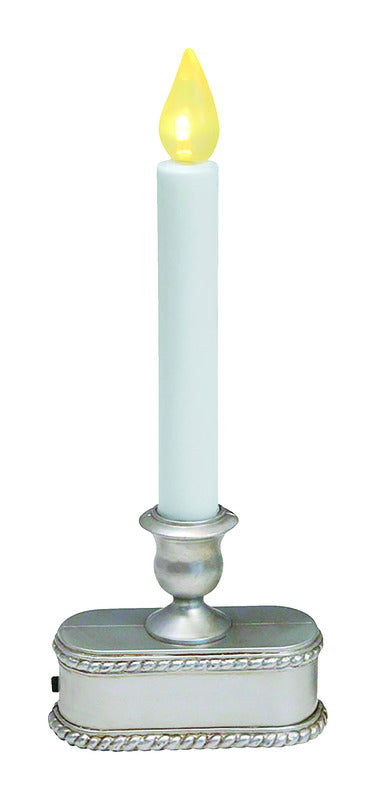 ACE TRADING- INLITEN 12, Celebrations Brushed Silver No Scent Auto Sensor Flameless Flickering Candle (bougie vacillante sans flamme)