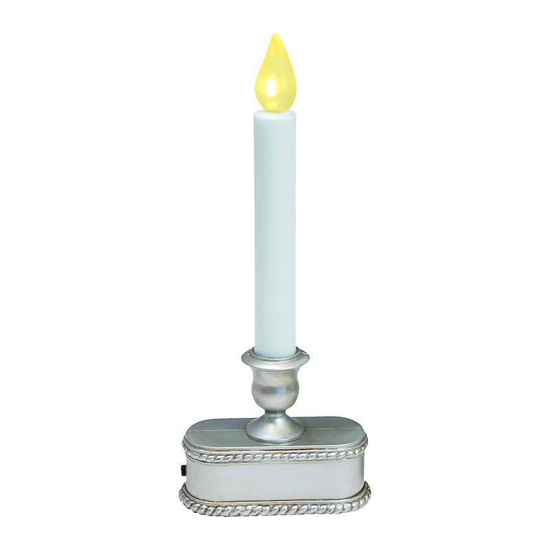 ACE TRADING- INLITEN 12, Celebrations Brushed Silver No Scent Auto Sensor Flameless Flickering Candle (bougie vacillante sans flamme)