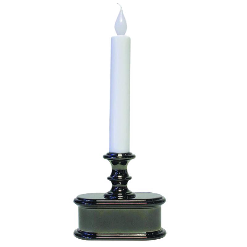 ACE TRADING- INLITEN 12, Celebrations Polished Nickel No Scent Auto Sensor Candle 9 in. H