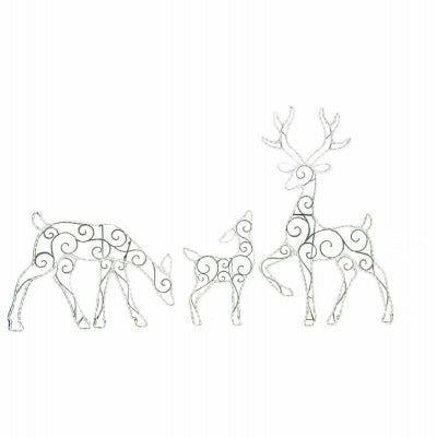 Puleo Asia Limited, Ensemble 3 pièces Buck, Doe et Baby Deer. Set, LED White Lights