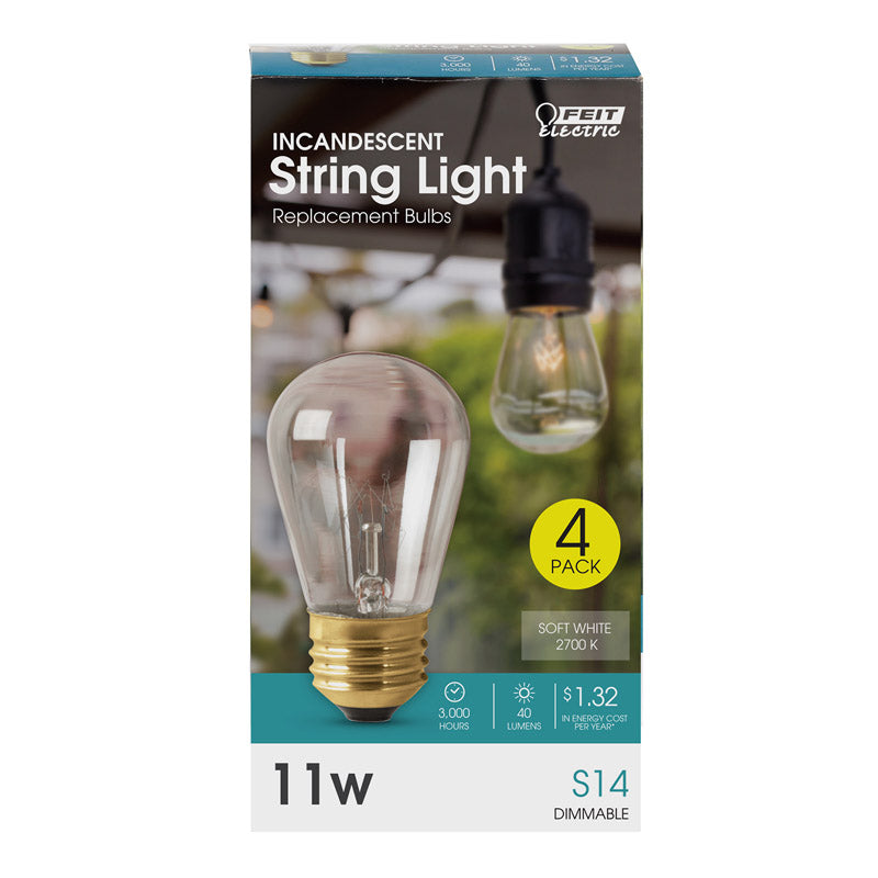 FEIT ELECTRIC CO, Feit 11 W S14 Ampoule Incandescente Décorative E26 (Medium) Soft White 4 pk