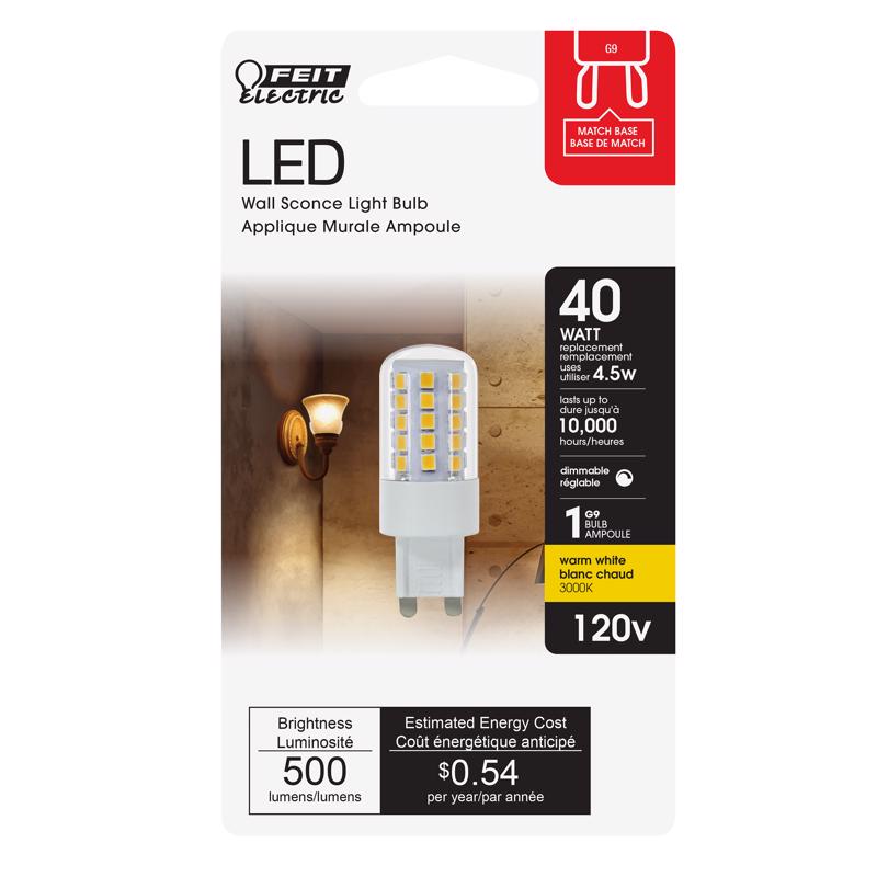 FEIT ELECTRIC CO, Feit Ampoule LED G9 Bi-Pin Blanc Chaud 40 Watt Equivalence 1 pk