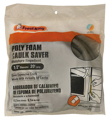 THERMWELL PRODUCTS CO INC, Frost King Poly Foam Caulk Saver gris pour les espaces et les ouvertures 20 ft. L X 0.5 in.