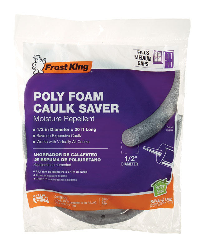 THERMWELL PRODUCTS CO INC, Frost King Poly Foam Caulk Saver gris pour les espaces et les ouvertures 20 ft. L X 0.5 in.