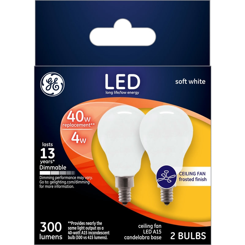 GE, GE A15 E12 (Candélabre) Ampoule LED Blanc Doux Equivalence 40 Watts (Pack de 12)