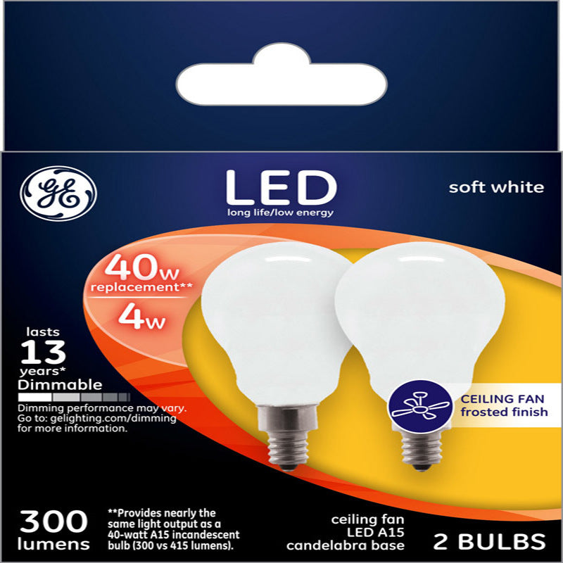 GE, GE A15 E12 (Candélabre) Ampoule LED Blanc Doux Equivalence 40 Watts (Pack de 12)