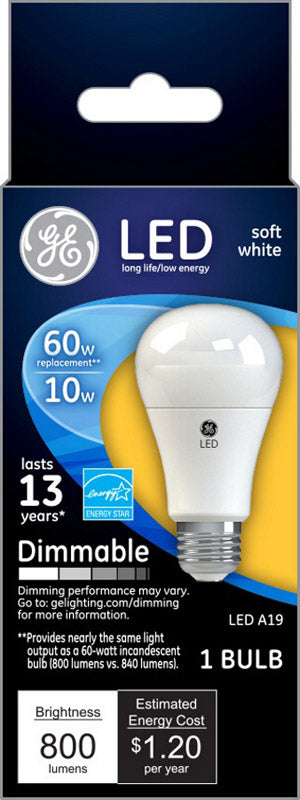 GE LIGHTING, GE A19 E26 (Medium) Ampoule LED Blanc doux 60 W 1 pk (Pack de 4)