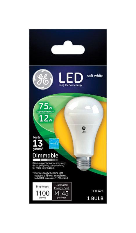 GE LIGHTING, GE A21 E26 (Medium) Ampoule LED Blanc Doux 75 Watt Equivalence (Pack de 4)