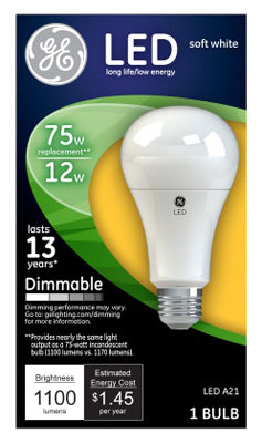 GE LIGHTING, GE A21 E26 (Medium) Ampoule LED Blanc Doux 75 Watt Equivalence (Pack de 4)