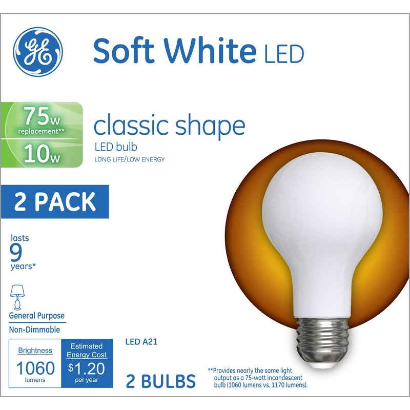 GE LIGHTING, GE A21 E26 (Medium) Ampoule LED Blanc doux 75 W 2 pk